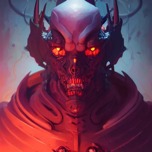 Image similar to a portrait of a demonic cybernetic duke of hell, cyberpunk concept art by pete mohrbacher and wlop and artgerm and josan gonzales, digital art, highly detailed, intricate, sci-fi, sharp focus, Trending on Artstation HQ, deviantart, unreal engine 5, 4K UHD image