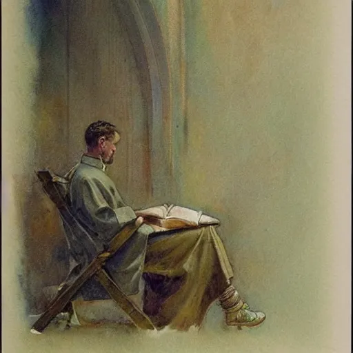 Image similar to (((((1950s chapel with a priest . muted colors.))))) by Jean-Baptiste Monge !!!!!!!!!!!!!!!!!!!!!!!!!!!