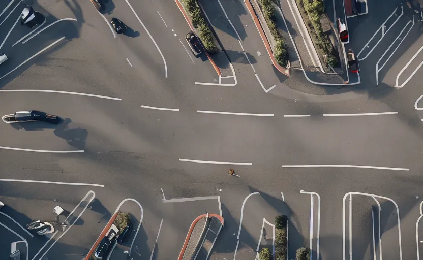 Prompt: top view of a street, natural light, cinematic lighting, 8 k