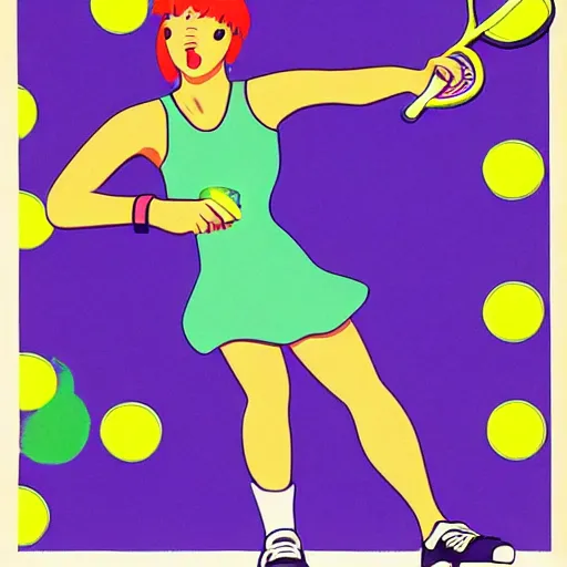 Image similar to a tennis ball monster illustrated by hiroshi nagai