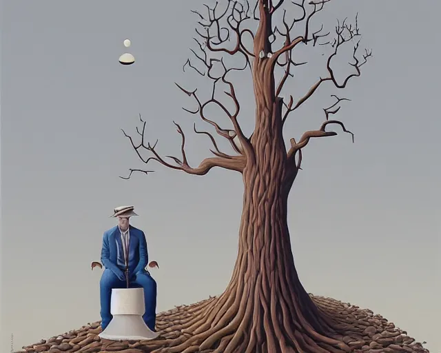 Prompt: lost opportunities - - thr trevakla of man, an ultrafine detailed painting by rafal olbinski, behance contest winner, pop surrealism, detailed painting, very detailed, minimalist, skeuomorphic, airbrush art