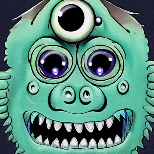 Image similar to a monster with 8 - balls for eyes