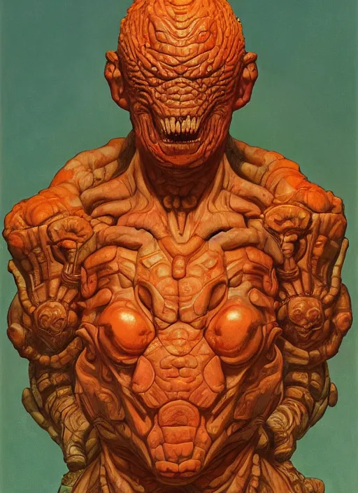 Image similar to full body and head portrait of zygon, dynamic action, by lawrence alma-tadema and zdzislaw beksinski and norman rockwell and jack kirby and tom lovell and greg staples, artstation creature art