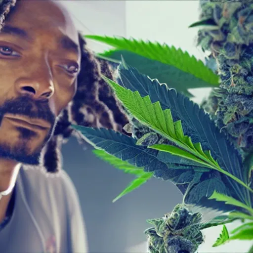 Prompt: beautiful giant marijuana bud as a snoop dogg, weta 8 k hyper realistic detailed cinematic still, volumetric lighting