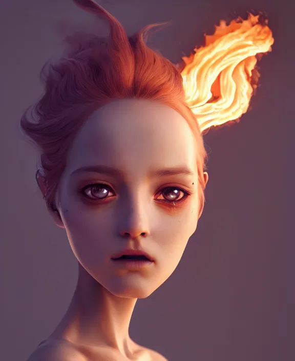 Prompt: cute anthropomorphic fire by charlie bowater and anna dittmann and artgerm and clemens ascher, portrait, intricate, elegant, silver mist, product shot, macro, symmetrical face, highly detailed, dramatic lighting, sharp focus, octane render, trending on artstation, artstationhd, artstationhq, unreal engine, 4 k, 8 k