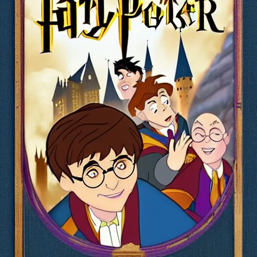 Prompt: disney animated harry potter