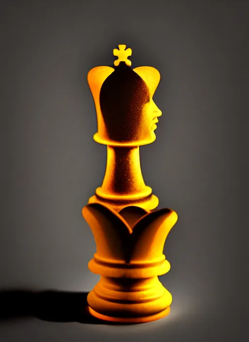 Prompt: ( queen chess piece by jonathan monk, bioluminescent, sharp focus, photorealism, soft diffuse autumn lights, some sun light ray, dark room wall, canon 5 d 5 0 mm lens