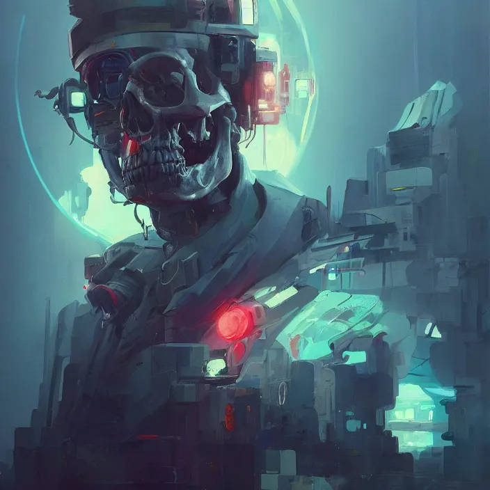 Prompt: a beautiful painting of a cyberpunk skull by sergey kolesov and greg rutkowski and pascal blanche. in style of colorful comic noir illustration, symmetry, sci fi, hyper detailed. octane render. trending on artstation