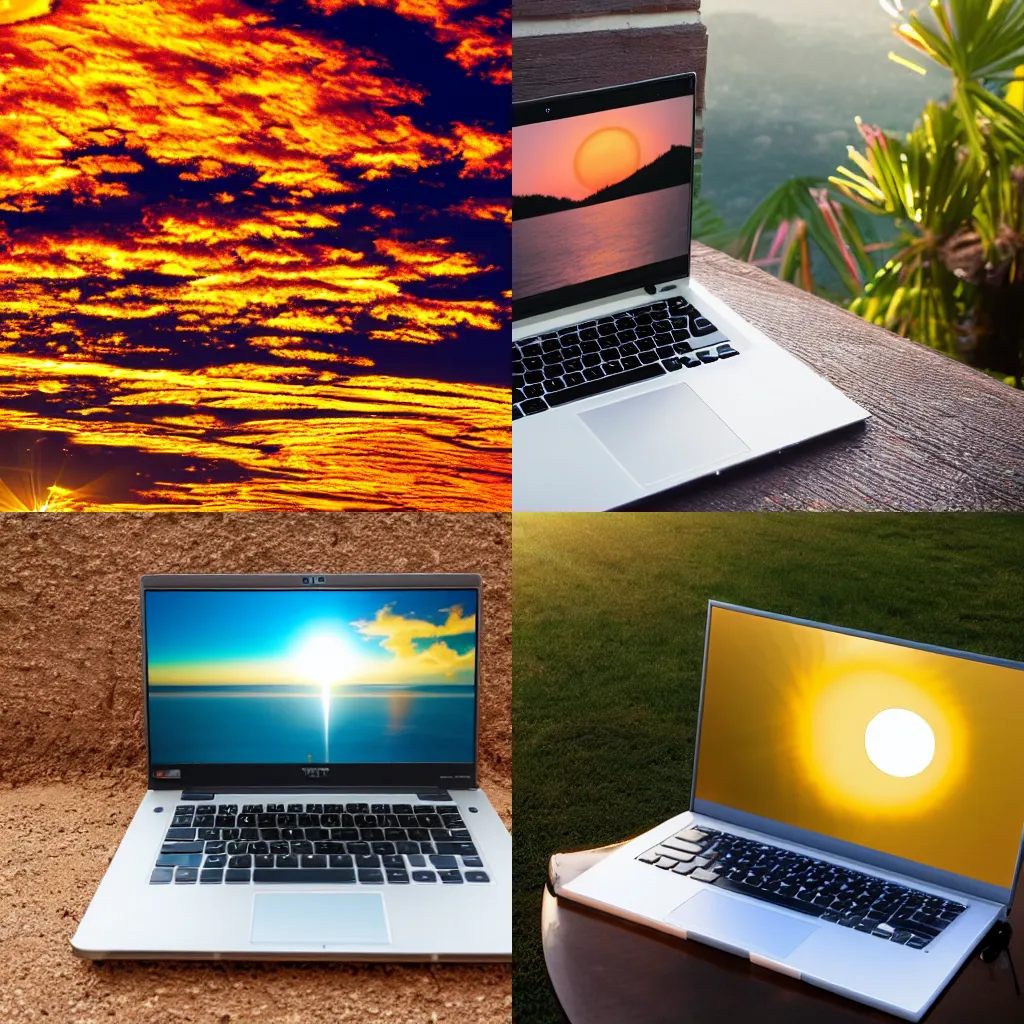 Prompt: the sun is a laptop, 4k