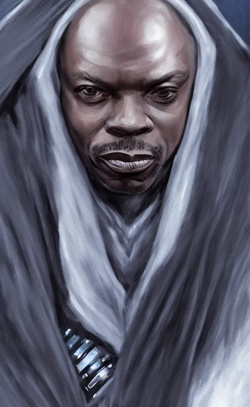 Image similar to comic style portrait shot of dave chapelle as emperor palpatine in the star wars, elegant, highly detailed, digital painting, artstation, concept art, illustration,