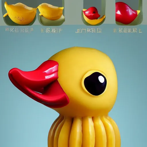 Image similar to banana duck 8k high resolution, super detailed peeled!!! banana with duck beak and small dot eyes. The banana is peeled!!!