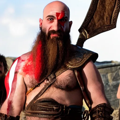 Image similar to avigdor lieberman as kratos from god of war