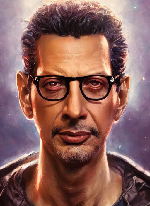 Image similar to Portrait Jeff jeff goldblum, marvel comics, dark, intricate, highly detailed, smooth, artstation, digital illustration by Ruan Jia and Mandy Jurgens and Artgerm and Wayne Barlowe and Greg Rutkowski and Frank Frazetta