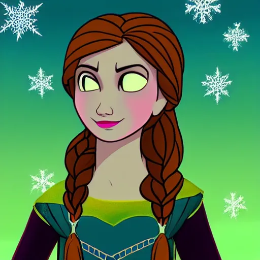 Prompt: Princess Anna from Frozen in the style of Adventure Time