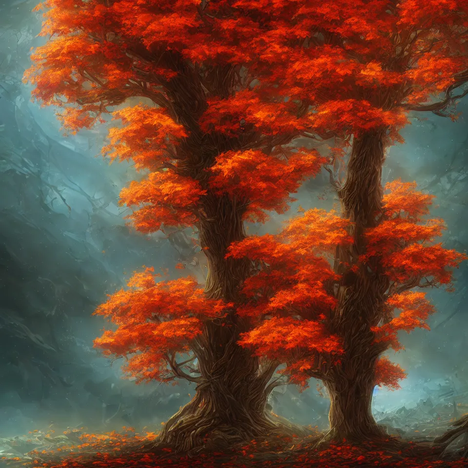 Prompt: tree,beautiful autumn, digital art, concept art, fantasy art, highly detailed, HD wallpaper, artstation, Deviantart, abeyance