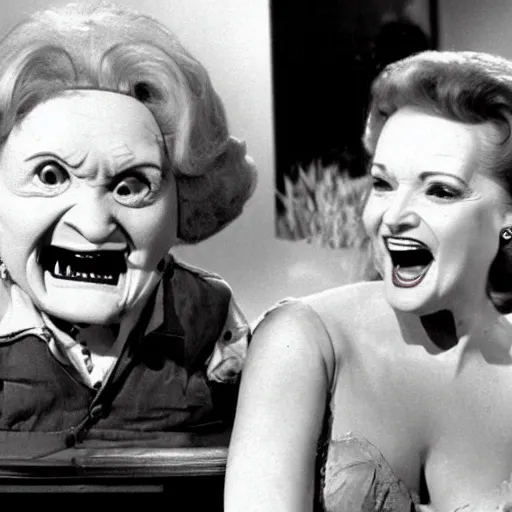 Image similar to Betty White hanging out with Frankenstein's monster