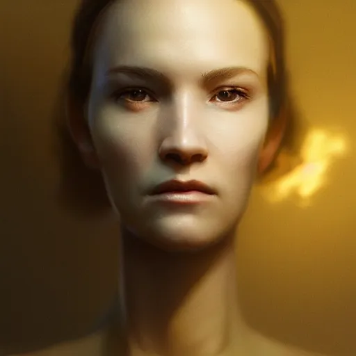 Prompt: Riveting female android human hybrid portrait, atmospheric lighting, painted, intricate, volumetric lighting, beautiful, golden hour, sharp focus, ultra detailed, by Leesha Hannigan, Ross Tran, Thierry Doizon, Kai Carpenter, Ignacio Fernández Ríos