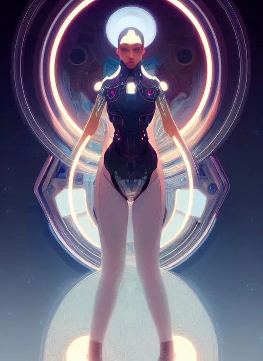 Image similar to symmetry!! portrait of love, tech wear, scifi, glowing lights!! intricate elegant, highly detailed, digital painting, artstation, concept art, smooth, sharp focus, illustration, art by artgerm and greg rutkowski and alphonse mucha