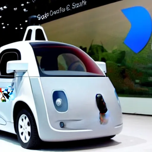 Image similar to google self driving car with shark mouth decal, photo from defense innovations expo 2 0 2 0