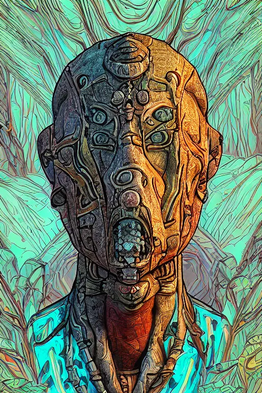 Image similar to tribal vodoo mask deepdream global illumination ray tracing hdr that looks like it is from borderlands and by feng zhu and loish and laurie greasley, victo ngai, andreas rocha, john harris wooly hair cut feather stone