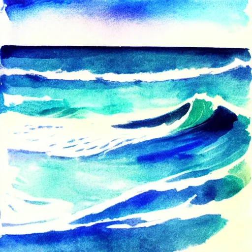 Prompt: zen, sea waves, ink