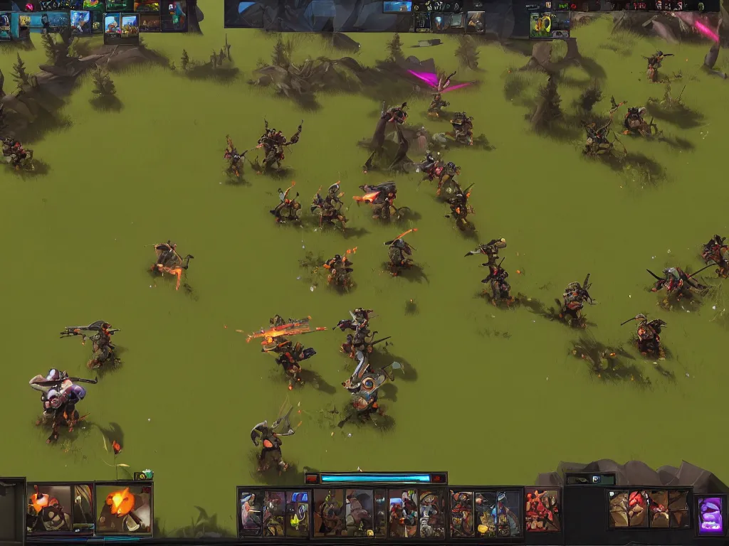 Prompt: Sniper is farming creeps, Dota 2 Screenshot