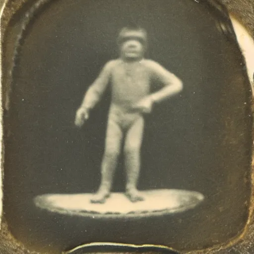 Image similar to blurry tintype photo of Bigfoot