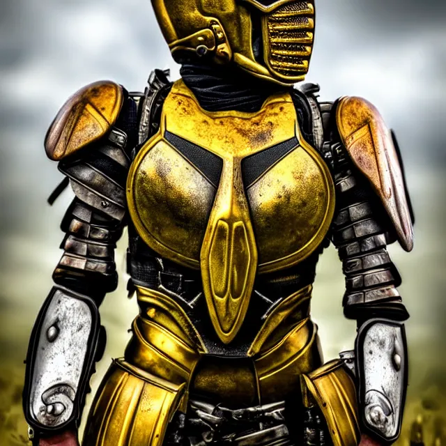 Prompt: warrior with wasp armour, highly detailed, 8 k, hdr, smooth, sharp focus, high resolution, award - winning photo
