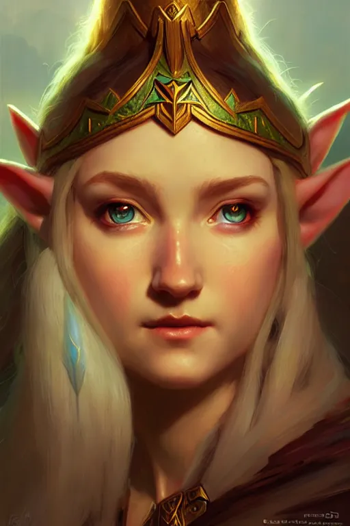 Prompt: elf princess zelda portrait, beautiful face by bayard wu, anna podedworna, gaston bussiere, greg rutkowski