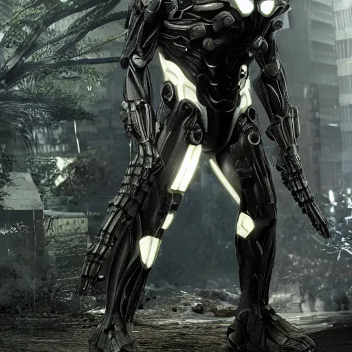 Image similar to the nanosuit from crysis 3 in ultra realistic detail, studio lighting, background and typography annotations around the suit, ultra hd w - 1 0 2 4