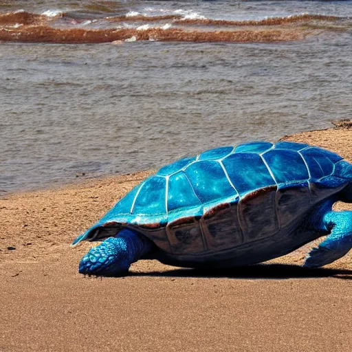 Prompt: a giant blue turtle