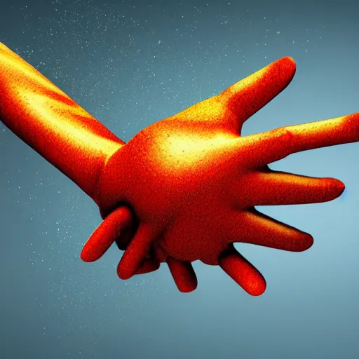 Image similar to open hand as a 3D object, a computer rendering by Alberto Seveso, behance, generative art, rendered in cinema4d, octane render, photoillustration