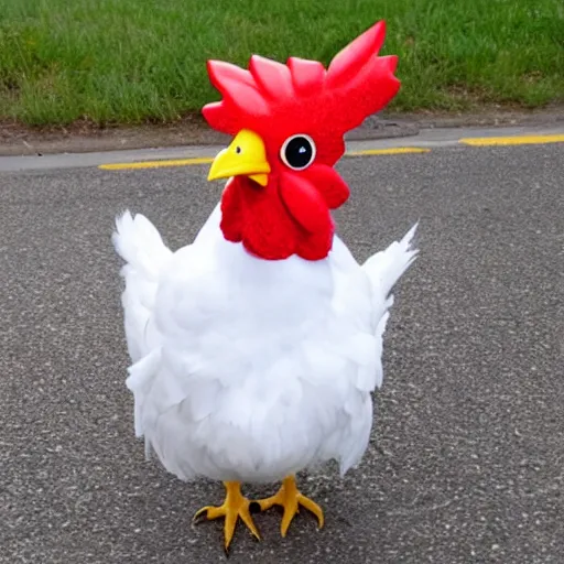 Image similar to photo of a cute chicken dressed as an inmate