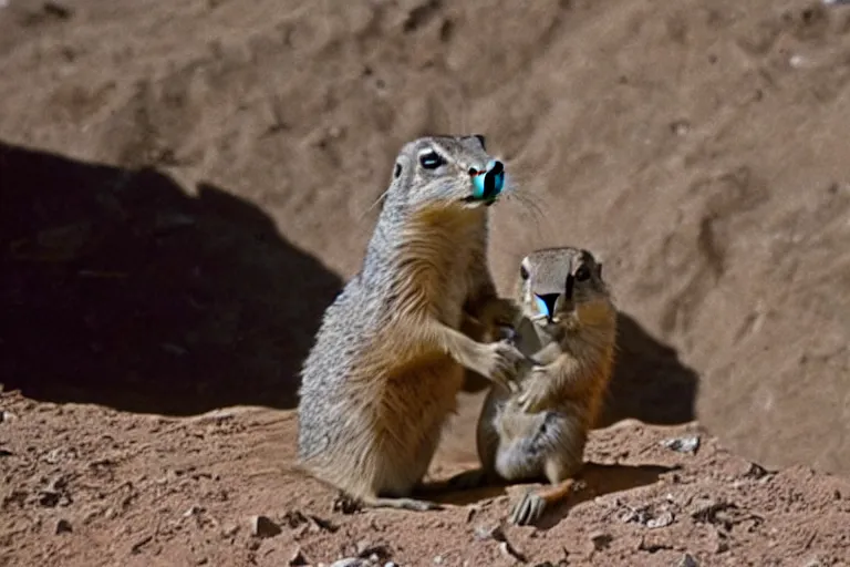 Image similar to footage of a prairie dog soldier fighting in world war