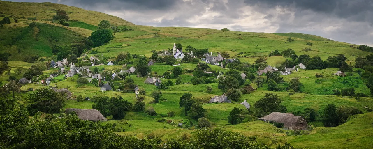 Image similar to a highly detailed photograph of The Shire