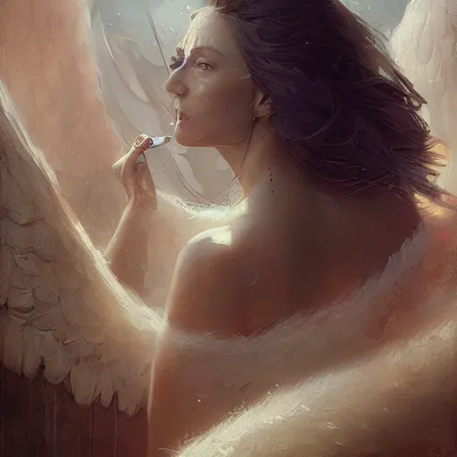 Prompt: the corset of angels. detailed digital art by greg rutkowski, keith parkinson, marc simonetti, artstation, deviantart, 8k, hd