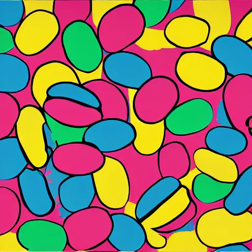 Prompt: a hyper pop art illustration of coffee beans, ultra 4k, trending on art station, Andy Warhol