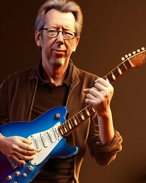 Prompt: disney pixar portrait 8 k photo of eric clapton playing guitar : : by weta, greg rutkowski, wlop, ilya kuvshinov, rossdraws, artgerm, annie leibovitz, rave, unreal engine, alphonse mucha : :