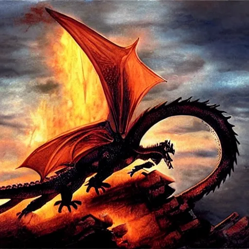 Image similar to dragon flying high, from the movie reign of fire, by steven speilberg