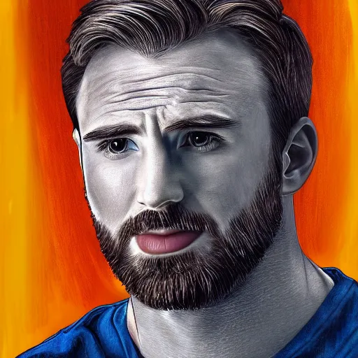 Image similar to portrait of chris evans, highly detailed, centered, solid color background, digital painting