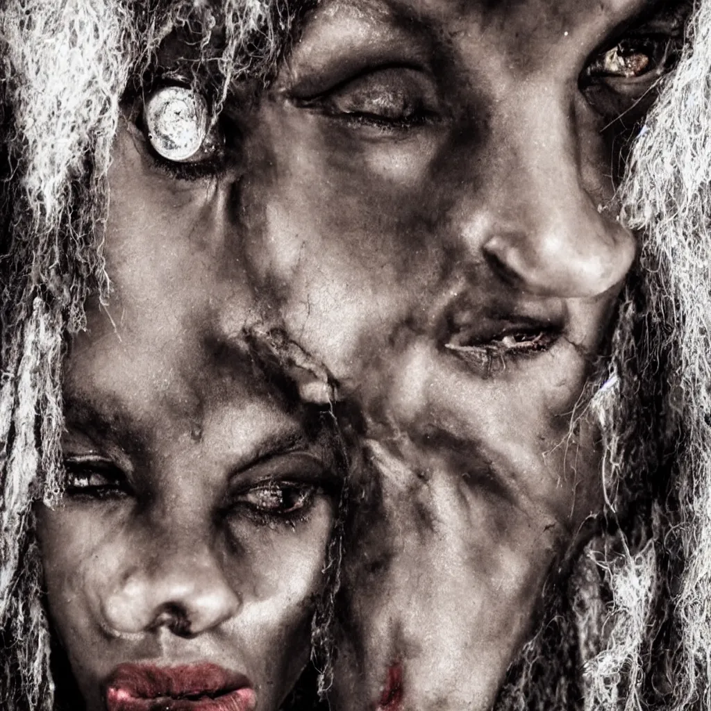 Image similar to elha saresi, eyes of a demon, ancient african androgynous vampire