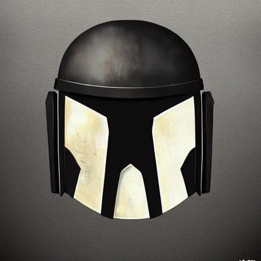 Image similar to mandalorian helmet, concept art, Artstation