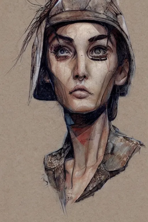 Image similar to portrait fashion model artwork by enki bilal