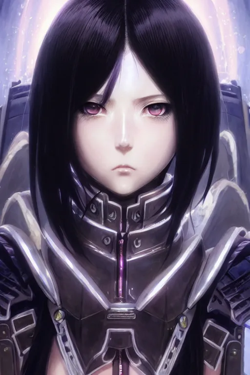 Image similar to portrait Anime girl in cyberpunk trinity blood armor, cute-fine-face, black-hair pretty face, realistic shaded Perfect face, fine details. Anime. realistic shaded lighting by Ilya Kuvshinov katsuhiro otomo ghost-in-the-shell, magali villeneuve, artgerm, rutkowski, WLOP Jeremy Lipkin and Giuseppe Dangelico Pino and Michael Garmash and Rob Rey and Yoshitaka Amano and Thores Shibamoto