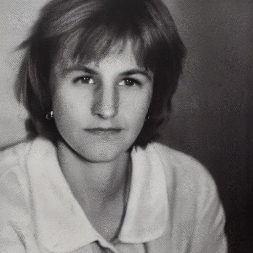 Prompt: a portrait photo of 20 year old female Joe Biden, with a sad expression, looking forward