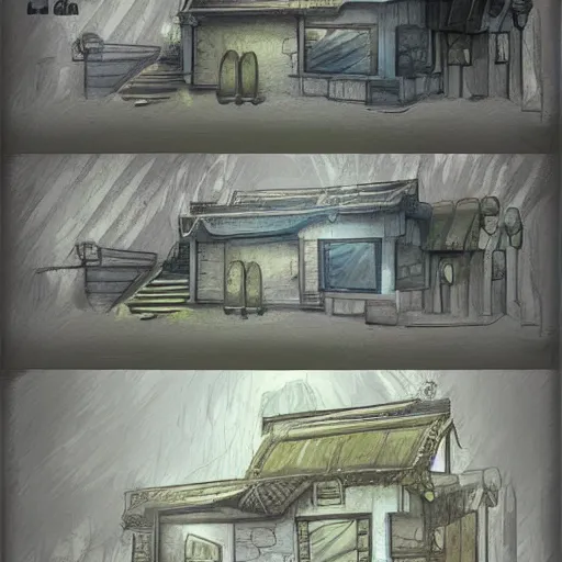 Prompt: house video game concept art, unique, organic, award winning