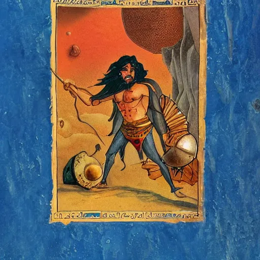 Image similar to persian folktale, barbarian on mars