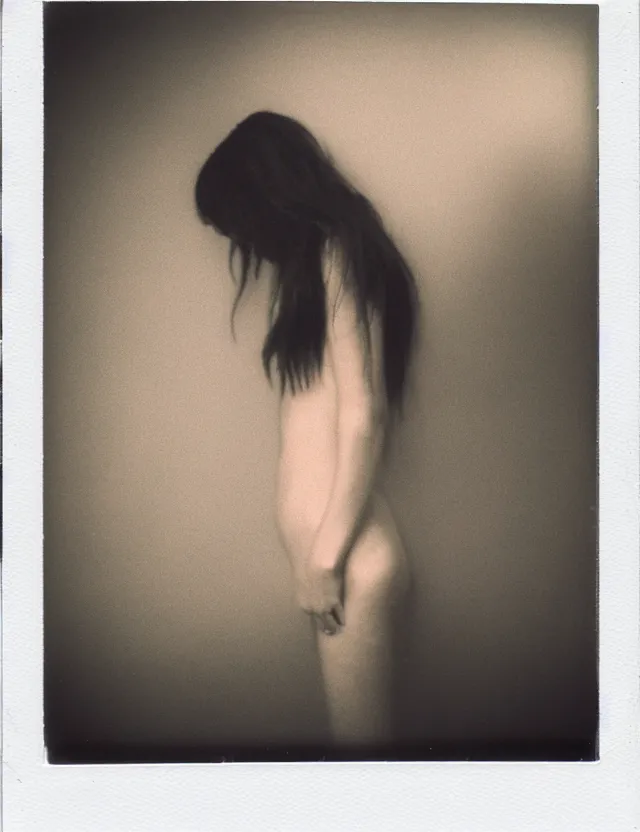 Image similar to polaroid photo with flash, slavic model, polaroid photo bleached strong lights, kodak film stock, hyper real, stunning moody cinematography, with anamorphic lenses, by maripol, detailed