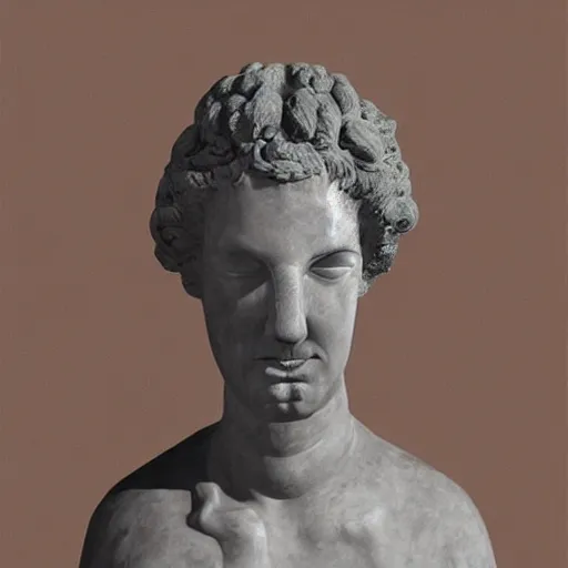 Image similar to a reneissance statue head drinking a coctail, digital painting