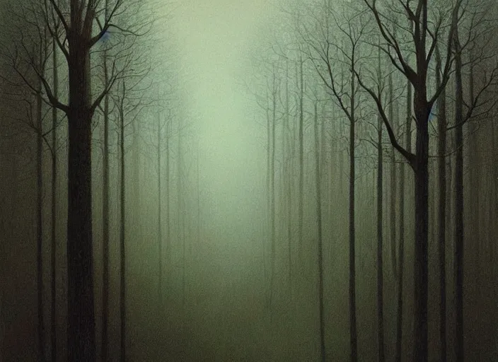 Prompt: a forest by zdzislaw beksinski, matte painting, aesthetic